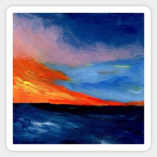 Shaded sky and turbulent oceans painting Sticker